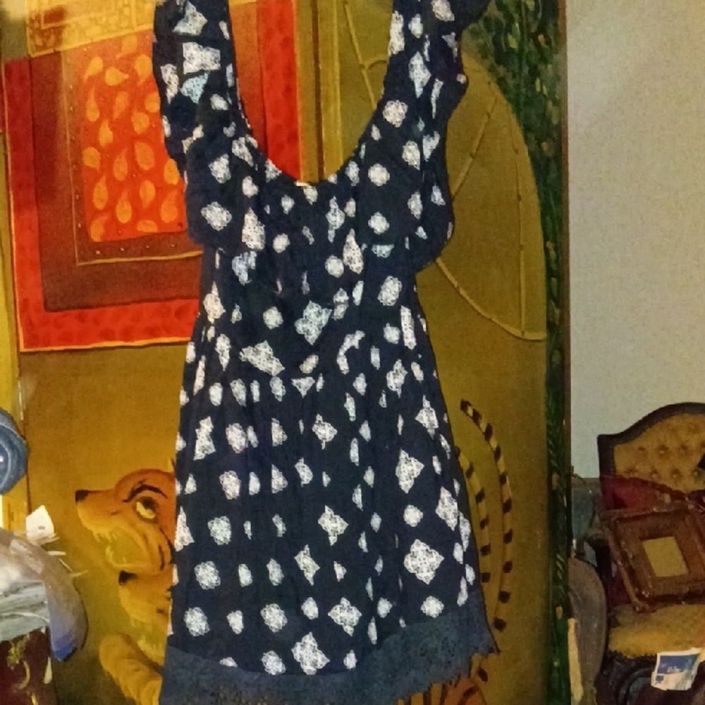 Elan Black And White Calypso Sleeveless Sundress with Cute Little  Print
